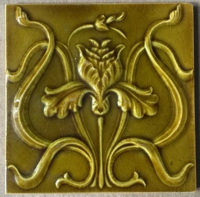 AZULEJO MAYÓLICA ANTIGUO - HEMIXEN BELGIUM C1900 Foto 1 de 3