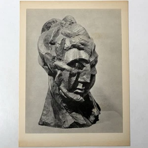 Pablo Picasso Frauenkopf Bronze Französische Skulptur Vintage Kollotypie Kunstdruck - Bild 1 von 3