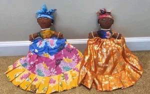 2 Reversible 15" Hand Crafted Caribbean Flip Flop Doll Two Headed By JiJi Dolls - Picture 1 of 10