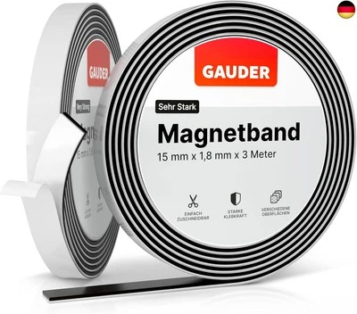 GAUDER Magnetband selbstklebend | Magnetstreifen mit extra starkem Kleber | - Bild 1 von 4
