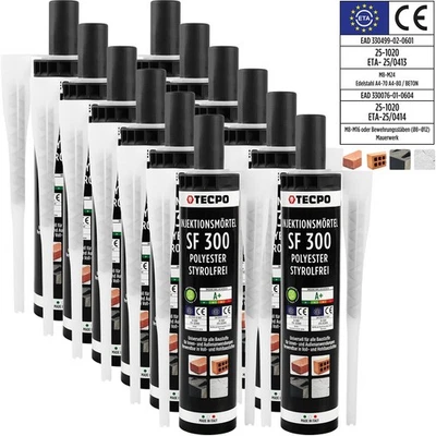 12x INJEKTIONSMÖRTEL 300ml VERBUNDMÖRTEL MONTAGEMÖRTEL ANKER-KLEBER + 24 MISCHER - Bild 1 von 4