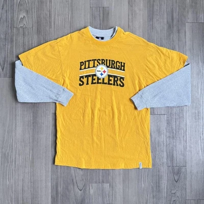 Camisa Pittsburgh Steelers Para Hombres XL Amarilla Gris NFL Fútbol Reebok Manga Larga Foto 1 de 4