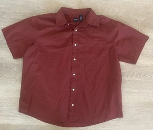 Basic Editions 2x mens 56x30 Red/Rust Short Sleeved Button Shirt Pockt cotn/poly - Picture 1 of 4