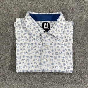 FootJoy Polo Golf Shirt Herren M Medium Blue Planes AOP Performance Stretch - Bild 1 von 10
