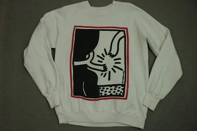 复古 Keith Haring 1988 年南非毛衣圆领男式大号美国制造 — 第 1/4 张图片