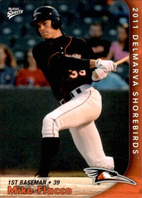 2011 Delmarva Shorebirds Multi-Ad 7 Mike Flacco Audubon New Jersey Baseball Card - Image 1 of 2