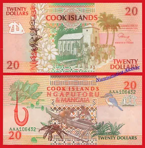 COOK ISLANDS 20 Dollars dolares 1992 AAA Pick 9 SC / UNC - Imagen 1 de 1