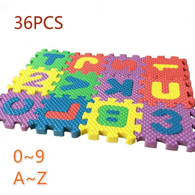 Juego de 36 piezas de cojín de piso EVA escala alphanum rompecabezas decoración en miniatura para casa de muñecas Foto 1 de 3