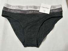Womens Calvin Klein Bikini Underwear M Logo Brief Gray White 2 Pair QP19140-924