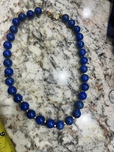 17 Inch Natural Lapis Lazuli Rich Royal Blue Necklace W 14K clasp and spacers - Picture 1 of 10