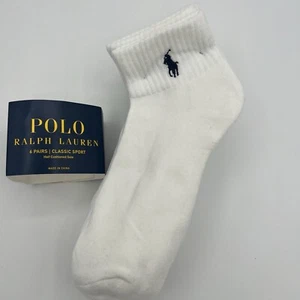 Polo Ralph Lauren Men 6Pair Socks White Quater Classic Sport Half Cushioned Sole - Picture 1 of 5