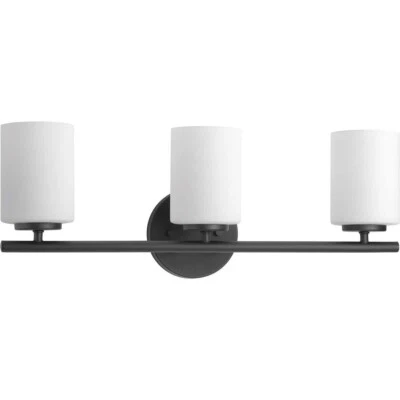 Progress Lighting Replay Collection 22 in. 3-Light Black Etched Glass Modern Bat - Image 1 of 3