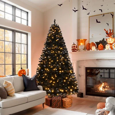 6Ft Black LED Christmas Tree Artificial Warm Light Bushy Xmas Tree Home Decorate - Image 1 of 4