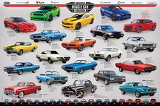 History of AMERICAN MUSCLE CARS POSTER - 20 Classic Motown Sports Cars