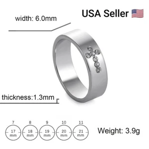 New Cross Ring Stainless Steel Christian Jesus Crystal Rings for Women Men 6mm - Picture 1 of 6
