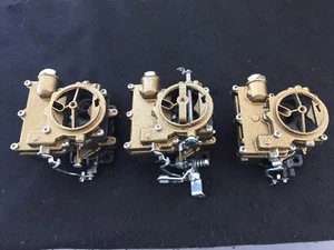 VINTAGE SPEED ROCHESTER 2G  3 x 2  CARB  SET IN GOLD VEIN  TRI POWER HOT ROD - Bild 1 von 9