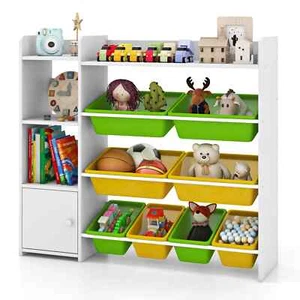Chic Kids Bookshelf Toy Storage Organizer w/ 8 Storage Boxes-Yellow - Picture 1 of 10