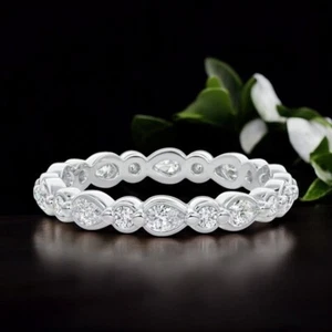 Verlobung Diamant Band 14K Weißgold Lab Grown Zertifiziert 1 Karat Birnenschliff - Bild 1 von 12