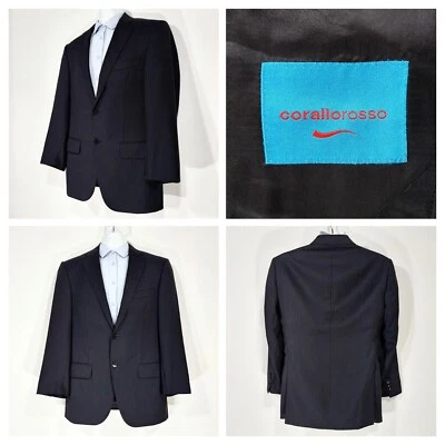 Corallo Rosso by Isaia Mens 40S Navy Black Striped 100s Wool Sports Coat Blazer - Image 1 of 4