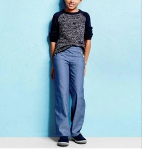 NWT Brooks Brothers High Rise Sailor Blue Chambray Pants Girls Size 5 - Picture 1 of 6