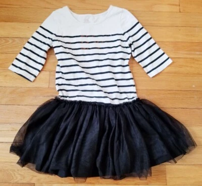 Girls 1989 Place by Childrens Place Lace Dress Black & White Sequins Stripes 5/6 - Image 1 of 4