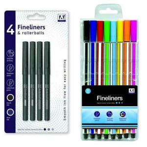 Fineliners Pen Smooth Writing Assorted Colours Office School Stationery Blue Blk - Picture 1 of 5