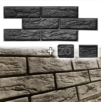 3pcs SET VENETIAN BRICK Concrete stamp RUBBER  texture stone Imprint mat - Image 1 of 4