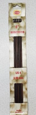 Colonial Rosewood Set of 5 Double Point Size US 4-3.50mm Knitting Needles NIP 8" - Image 1 of 4