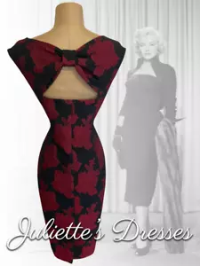 Hobbs 40s 50s Vintage Style Figure Hugging Jacquard Floral Pencil Dress Size 12 - Picture 1 of 4