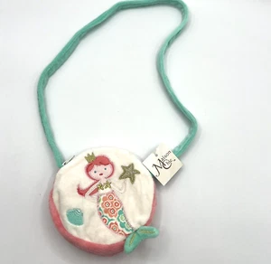 NEW Maison Chic Embroidered Applique Coral The Mermaid Child's Zippered Purse - Picture 1 of 5
