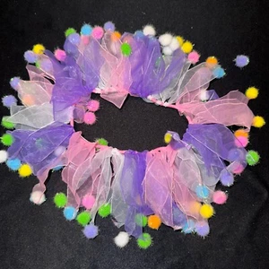 Collar de perro tutú cintas multicolores y pompones o muñeca bebé BABW juguete de peluche ¡COMO ESTÁ! - Imagen 1 de 6