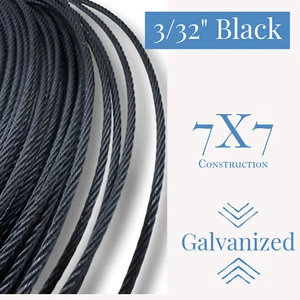 3/32" Black Oxide Cable Wire Rope 7x7 - Picture 1 of 9