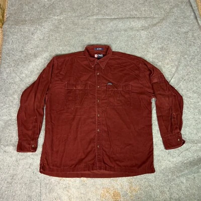 Vtg Chaps Ralph Lauren Mens Shirt Extra Large Brown Red Corduroy Button Top Y2K - Image 1 of 4
