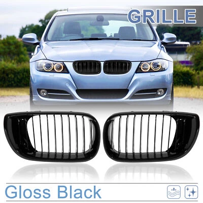 Par de parrillas delanteras negras brillantes para BMW E46 serie 3 02-04 4 puertas Foto 1 de 4