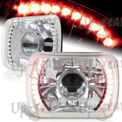 H6014 H6052 H6054 Viga Sellada Rojo LED Cromo Carcasa Proyector Faros 7"x6" Foto 1 de 3
