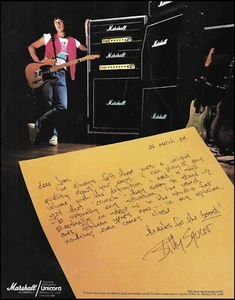 Amplificatore stack chitarra Billy Squier 1984 Marshall annuncio amplificatore originale pubblicità - Foto 1 di 3
