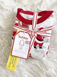 Pottery Barn Kids Heritage Santa Organic Pajama Set 4 NEW 2 Piece - Picture 1 of 3