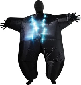 Adult Inflatable Black LIGHT UP Megamorph Costume Blow Up Glow Fat Chub Suit - Picture 1 of 2