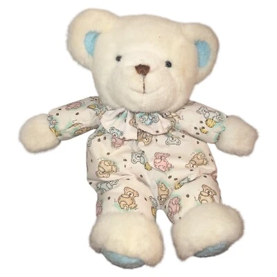 "Oso de peluche blanco vintage Carters sonajero pastel oso miel ollas estampado relleno 10""" Foto 1 de 4