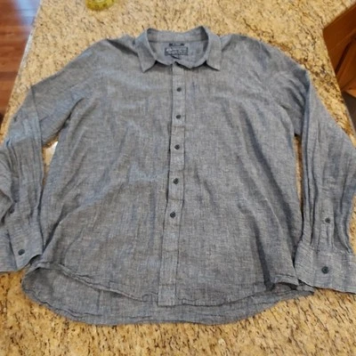 AMERICAN RAG Men's Gray Heathered Long Sleeve Button Up Linen Blend Shirt Sz XL - Image 1 of 4