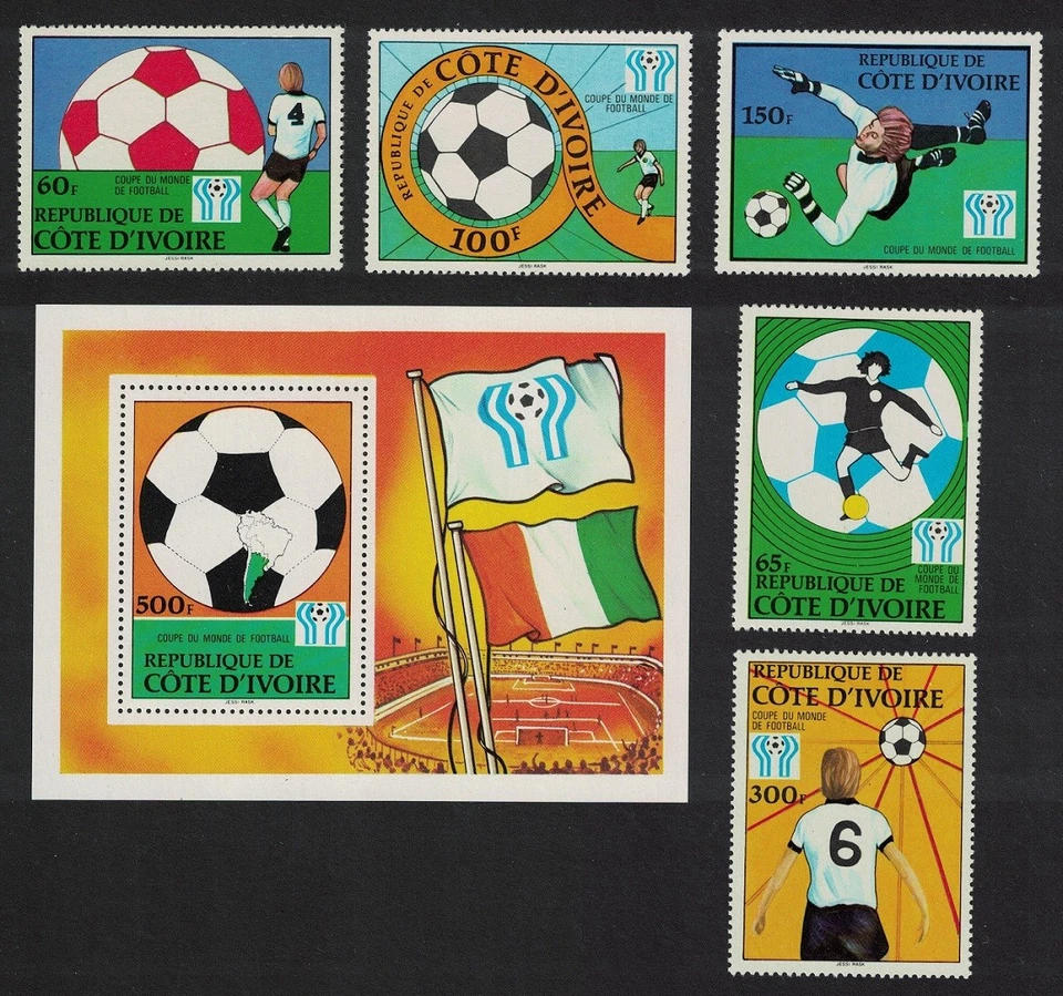 Costa de Marfil Mundial Campeonato de Fútbol Argentina 5v+MS 1978 MNH Foto 1 de 1
