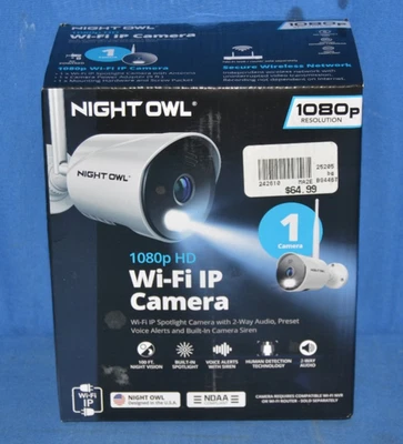 Night Owl WM-CAM-WNP2LBU 1080p HD Wi-Fi IP Built-In Spotlight 1 Camera - Image 1 of 2