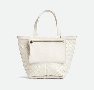 NWT BOTTEGA VENETA Small Flip Flap Intrecciato Chalk White Muse Leather Tote Bag - Picture 1 of 15