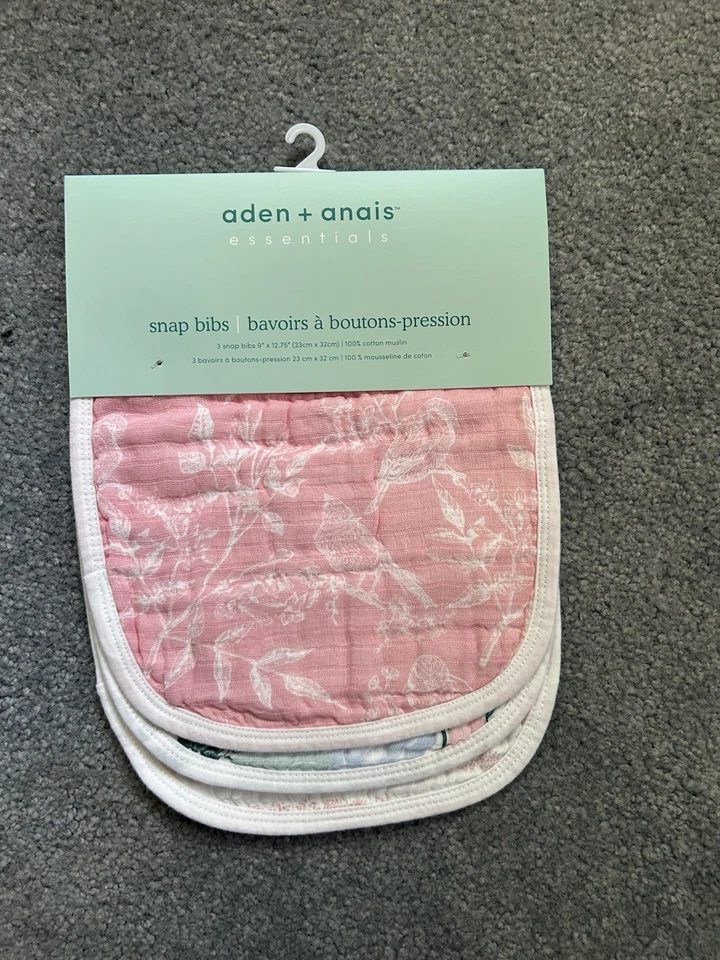 Paquete de 3 baberos a presión de muselina de algodón Aden Anais 9x13 pulgadas Foto 1 de 4