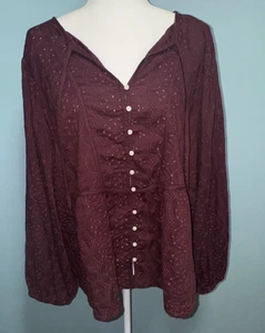 Antiguo Top Azul Marino Mujeres XL Oscuro Cottagecore Campesino Pradera Delicados Ojales Boho Informal - Imagen 1 de 7