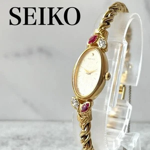 Operational item SEIKO 4P Color Stone Oval Gold Wristwatch - Picture 1 of 5