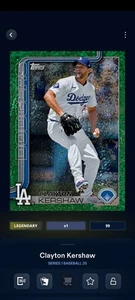 Topps Bunt '25 Series 1 Baseball 25 Clayton Kershaw Green Legendary DIGITAL - Picture 1 of 2
