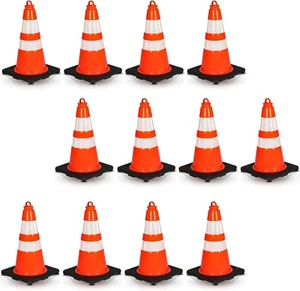 Pyle 18" PVC Cone - 12 Pieces High Visibility Structurally Stable (Orange) - Picture 1 of 8