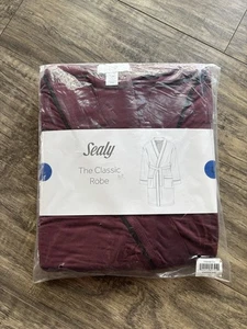 NEW Sealy The Classic Robe Belted Tie Modal Spandex Maroon Men's Size Lg - Picture 1 of 5
