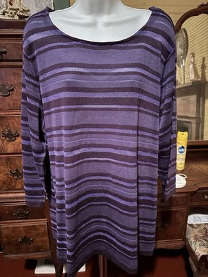 Jaclyn Smith Size 3x Women’s Pullover Sweater Striped 50” Bust 28” Length - Image 1 of 4